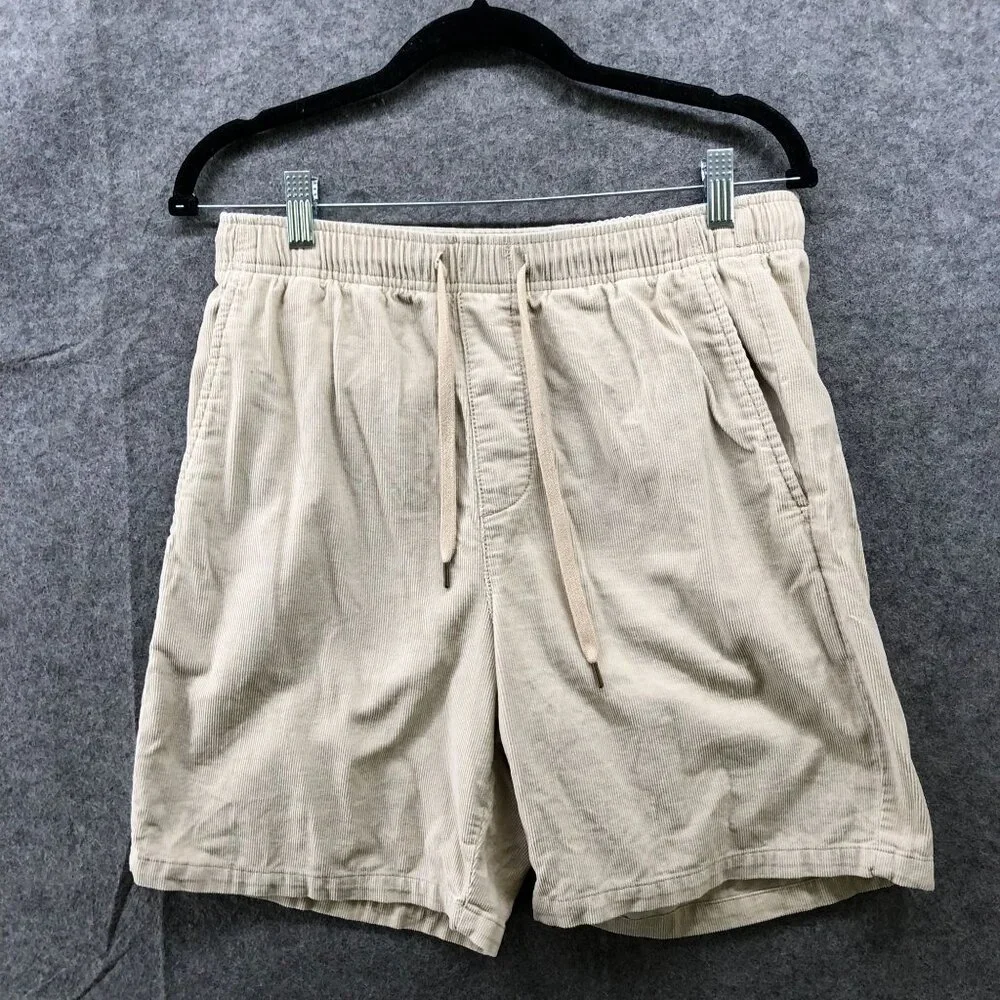 Gap Pull On Corduroy Shorts Mens S Beige Drawstring 7''‎ Inseam Relaxed